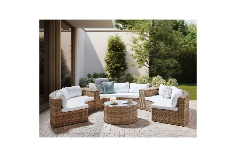Loungegrupp Beliani Severo Beige/vit Brown||White - Hage - Utemiljø - Veranda & terrasse - Verandamøbler