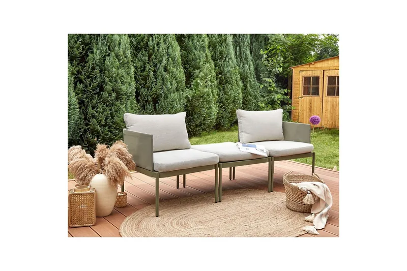Loungegrupp Beliani Terracina Grå Green||White - Hagemøbler - Balkong - Balkongmøbler - Balkonggrupper