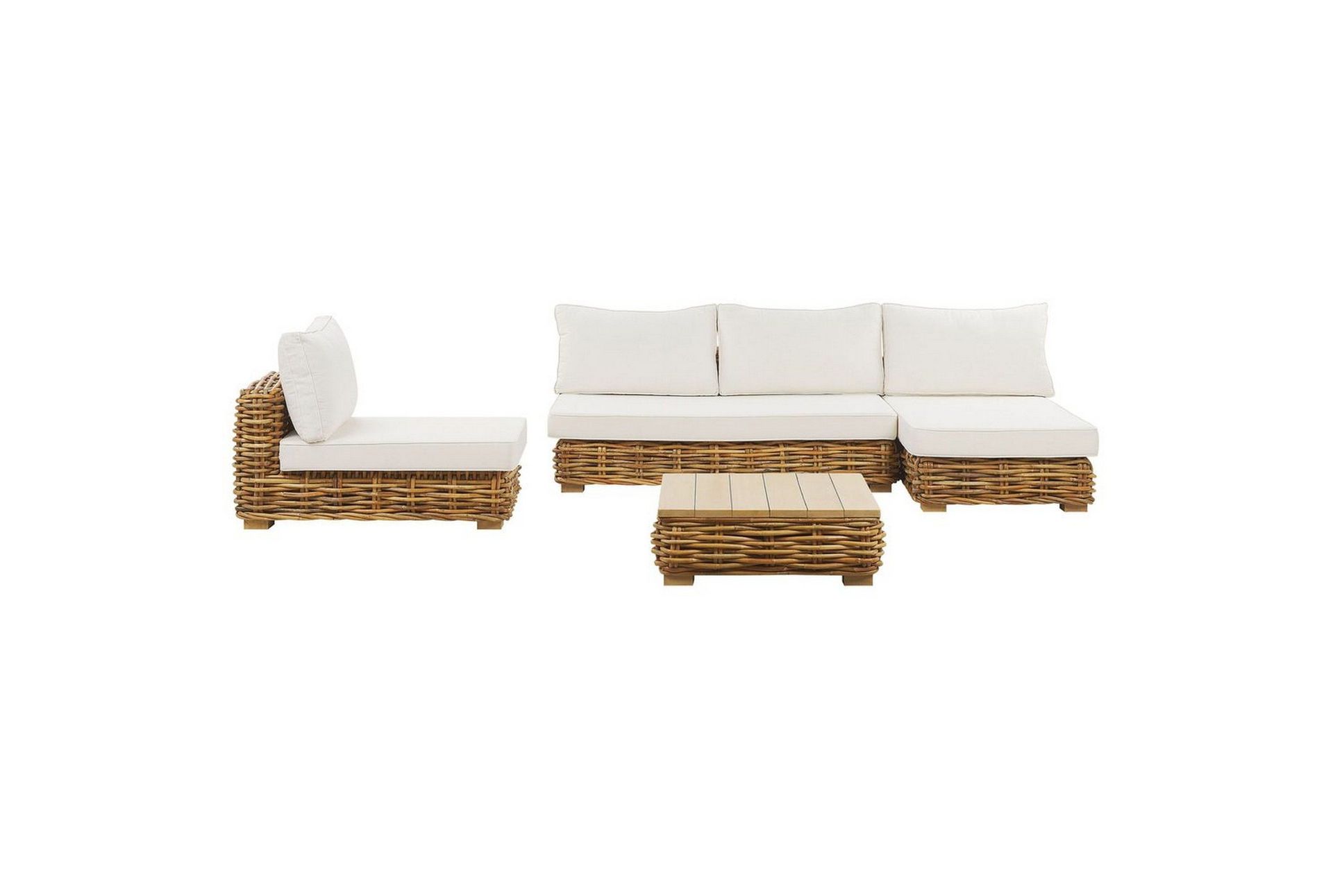 Loungegrupp Beliani Varallo Natur/vit, Högervänd Natural\|\|White Right-faced -