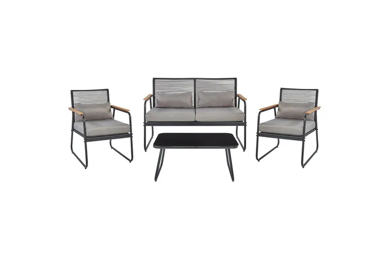 Loungegrupp Beliani Pomonte Svart/Grå Black||Grey, undefined