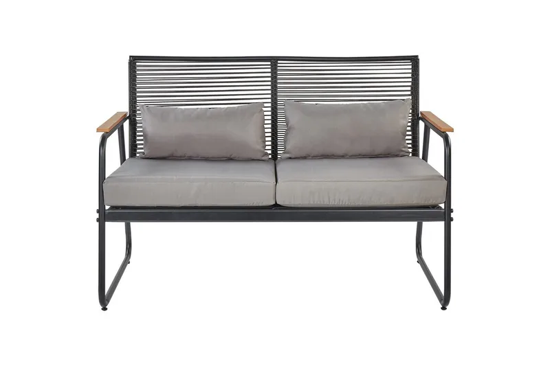 Loungegrupp Beliani Pomonte Svart/Grå Black||Grey - Hagemøbler - Loungemøbler - Sofagruppe utendørs
