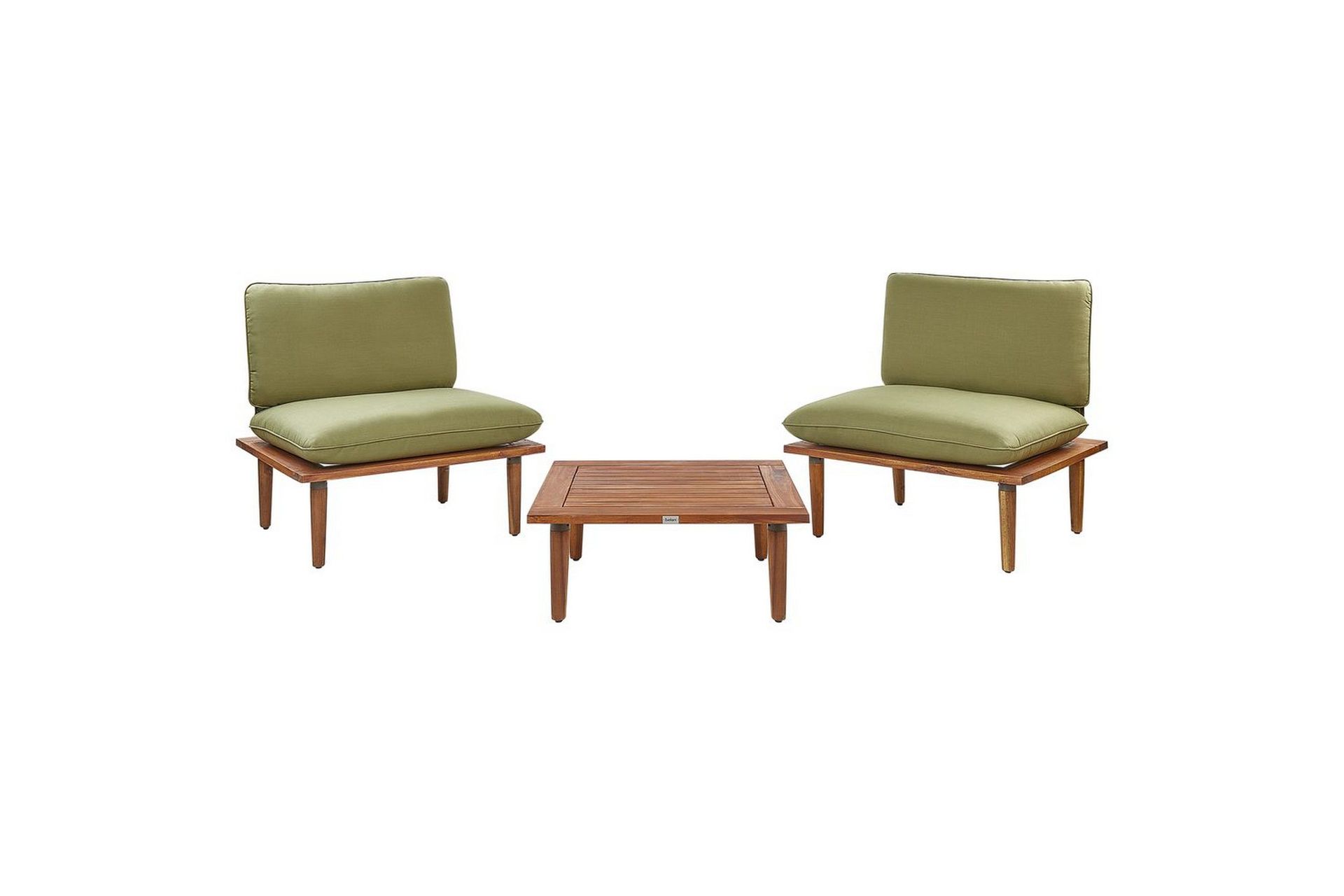 Loungegrupp med bord Beliani Frascati Grönt/ljust trä, 2-Sits Green\|\|Light wood -