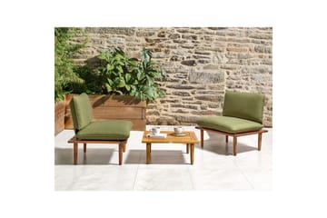 Loungegrupp med bord Beliani Frascati Grönt/ljust trä, 2-Sits Green||Light wood - Hagemøbler - Balkong - Balkongmøbler - Balkonggrupper