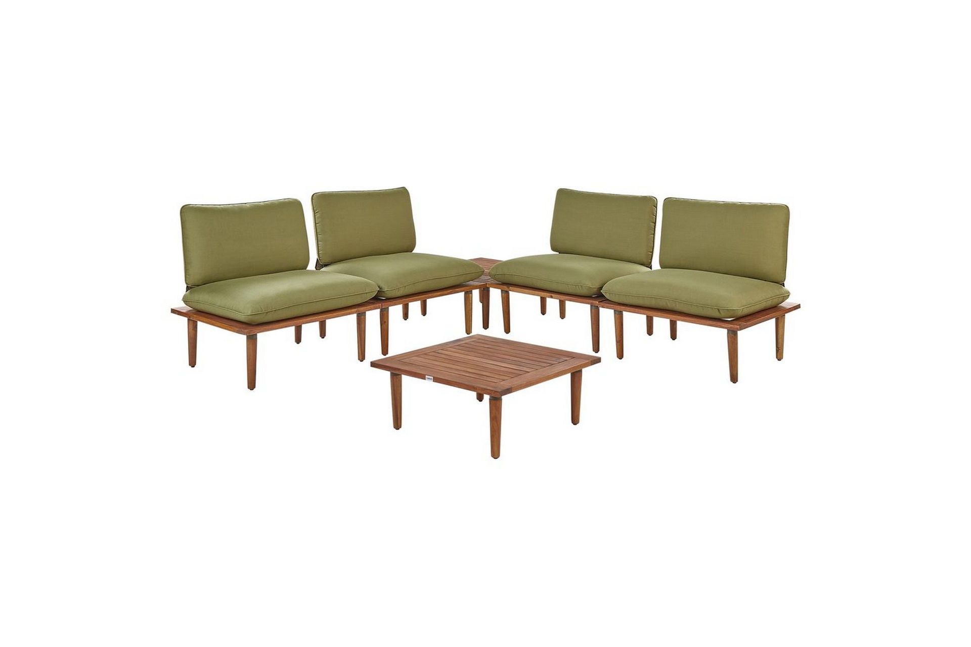 Loungegrupp med bord Beliani Frascati Grönt/ljust trä, 4-Sits Green\|\|Light wood -
