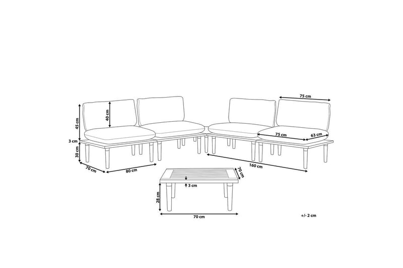 Loungegrupp med bord Beliani Frascati Grönt/ljust trä, 4-Sits Green||Light wood - Hagemøbler - Loungemøbler - Sofagruppe utendørs