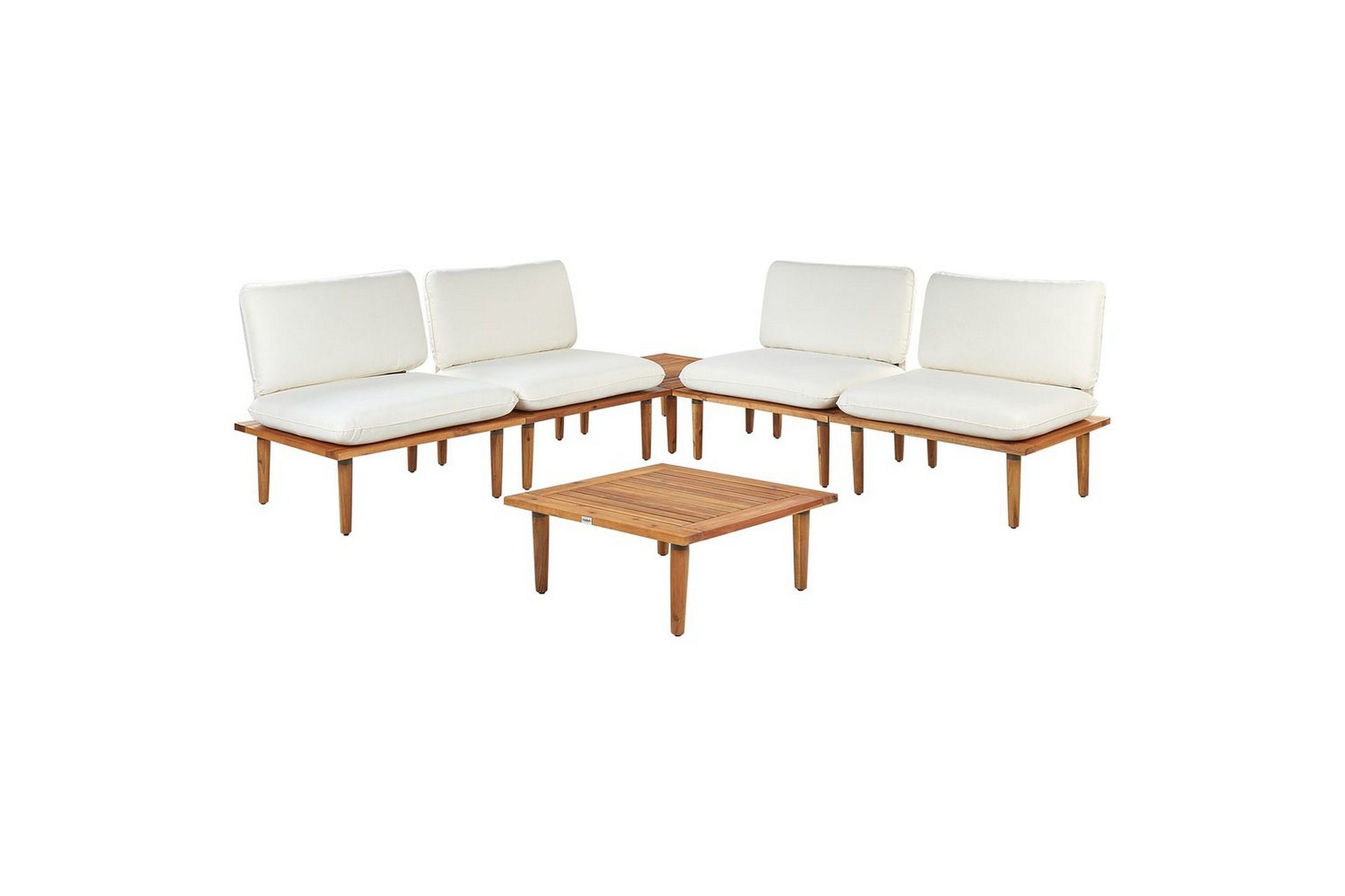 Loungegrupp med bord Beliani Frascati Grönt/ljust trä, 4-Sits White\|\|Light wood -