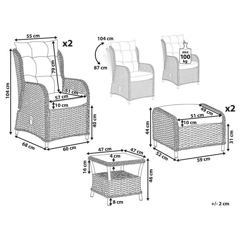Loungesett Ponza - Hagemøbler - Balkong - Balkongmøbler - Balkonggrupper