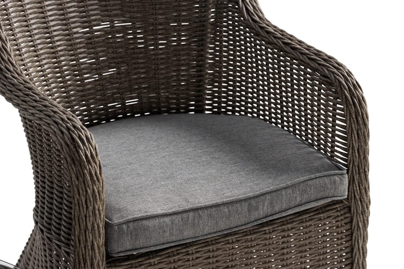 Marcus Cafésett med 2 Light Lenestoler m Pute - Grå - Hagemøbler - Balkong - Balkongmøbler - Balkonggrupper