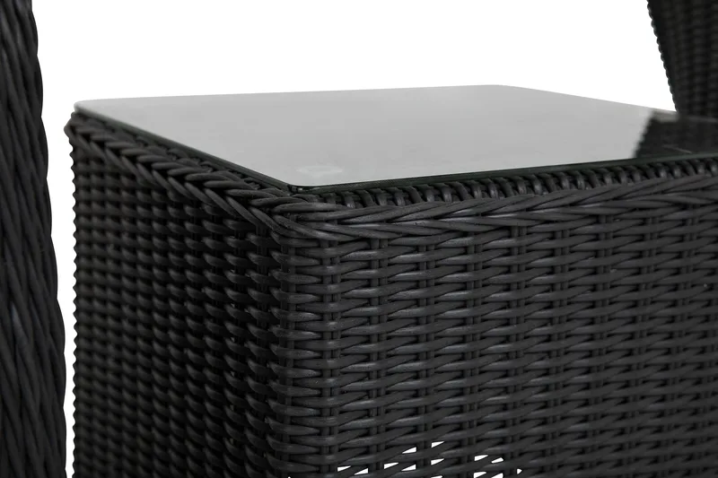 Marcus Cafésett med 2 Light Lenestoler m Pute - Svart - Hagemøbler - Balkong - Balkongmøbler - Balkonggrupper