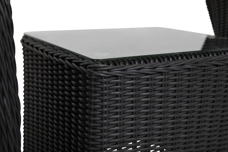 Marcus Cafésett med 2 Light Lenestoler m Pute - Svart - Hagemøbler - Balkong - Balkongmøbler - Balkonggrupper