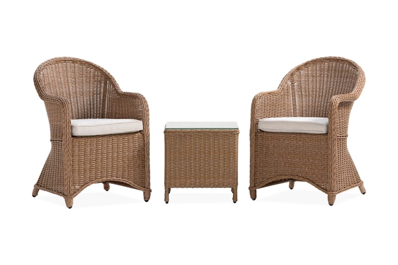 Marcus Cafésett med 2 Light Lenestoler m Pute, Natur