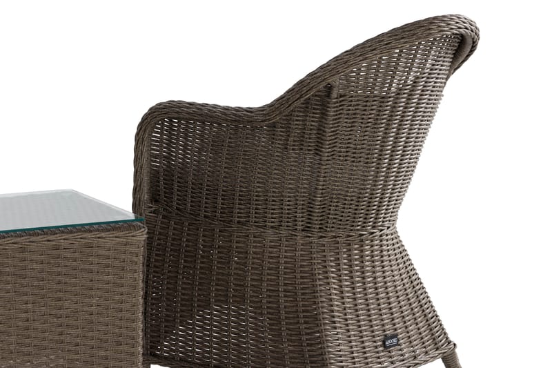 Marcus Cafésett med 2 Light Lenestoler m Pute - Grå - Hagemøbler - Balkong - Balkongmøbler - Balkonggrupper