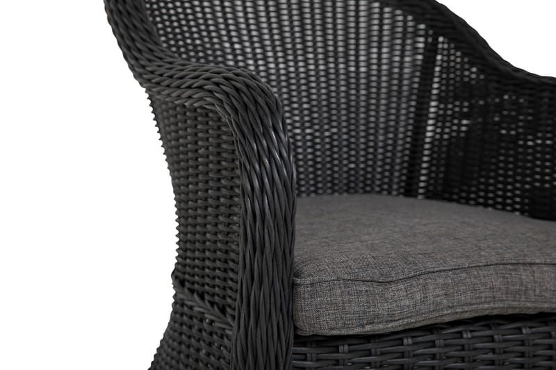 Marcus Cafésett med 2 Light Lenestoler m Pute - Svart - Hagemøbler - Balkong - Balkongmøbler - Balkonggrupper