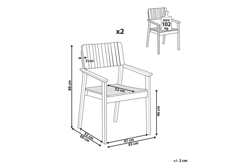 Matstol Beliani Agello set om 2 Light wood - Hagemøbler - Balkong - Balkongmøbler - Balkongstoler