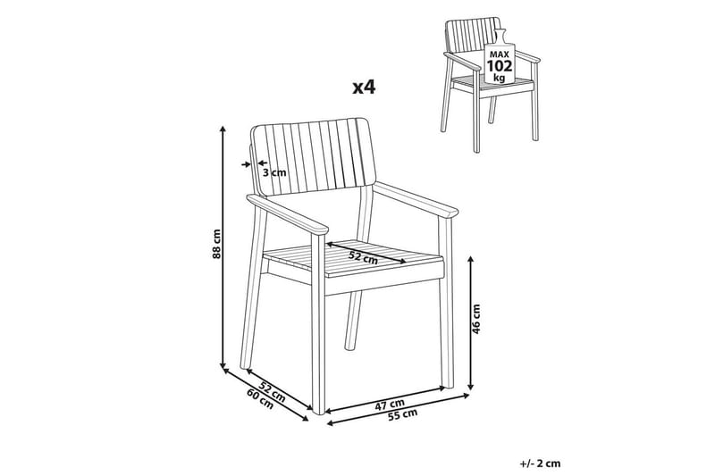 Matstol Beliani Agello set om 4 Light wood - Hagemøbler - Balkong - Balkongmøbler - Balkongstoler