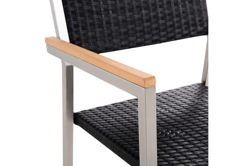 Matstol Beliani Grosseto set om 6 Sandbeige/silver/ljust trä Black||Silver - Hagemøbler - Balkong - Balkongmøbler - Balkongstoler