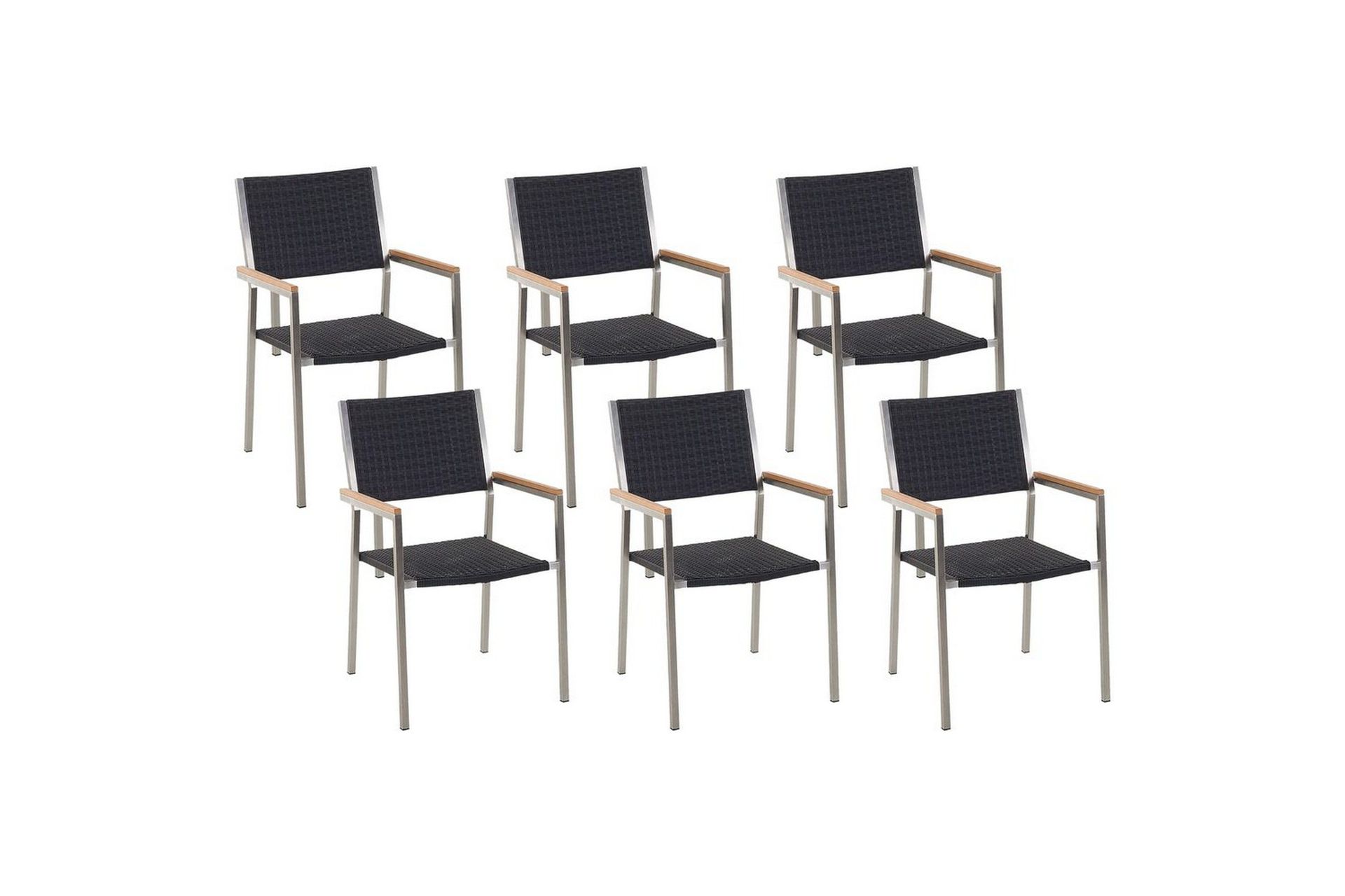 Matstol Beliani Grosseto set om 6 Sandbeige/silver/ljust trä Black\|\|Silver -