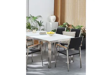 Matstol Beliani Grosseto set om 6 Sandbeige/silver/ljust trä Black||Silver - Hagemøbler - Balkong - Balkongmøbler - Balkongstoler