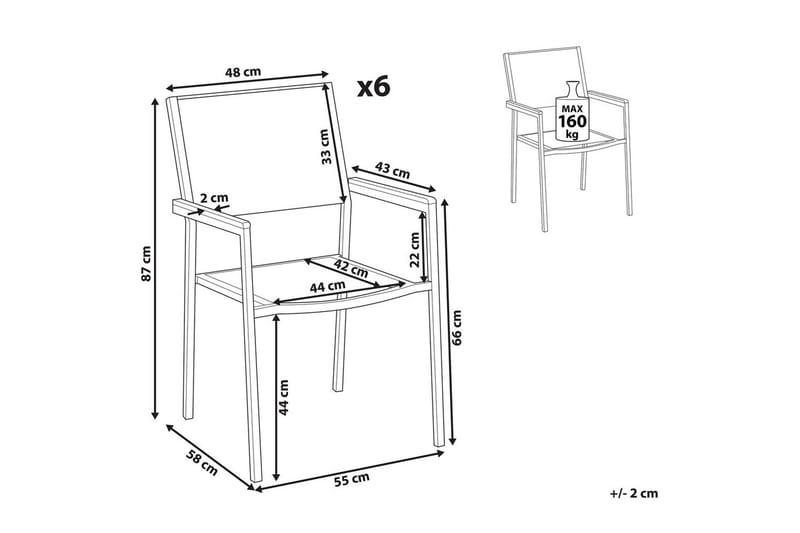 Matstol Beliani Grosseto set om 6 Sandbeige/silver/ljust trä Sand beige||Silver||Light wood - Hagemøbler - Balkong - Balkongmøbler - Balkongstoler