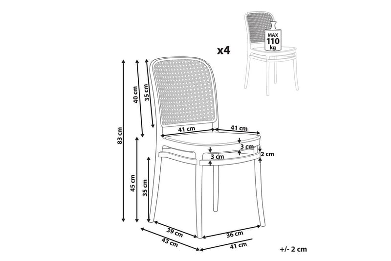 Matstol Beliani Plose set om 4 Beige - Hagemøbler - Balkong - Balkongmøbler - Balkongstoler