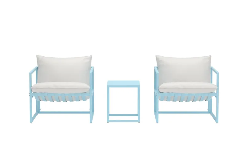 Messina kafégruppe utendørs - Lys blå - Hagemøbler - Balkong - Balkongmøbler - Balkonggrupper