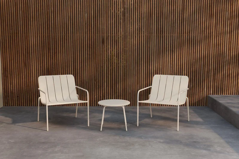 Minos kafégruppe utendørs, Beige