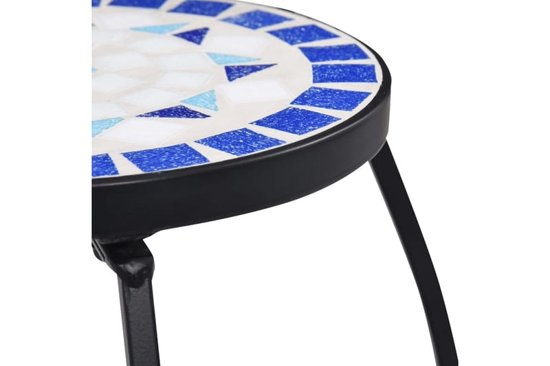 Mosaikkbord 3 stk blå og hvit keramikk - Blå - Sidebord - Balkongbord