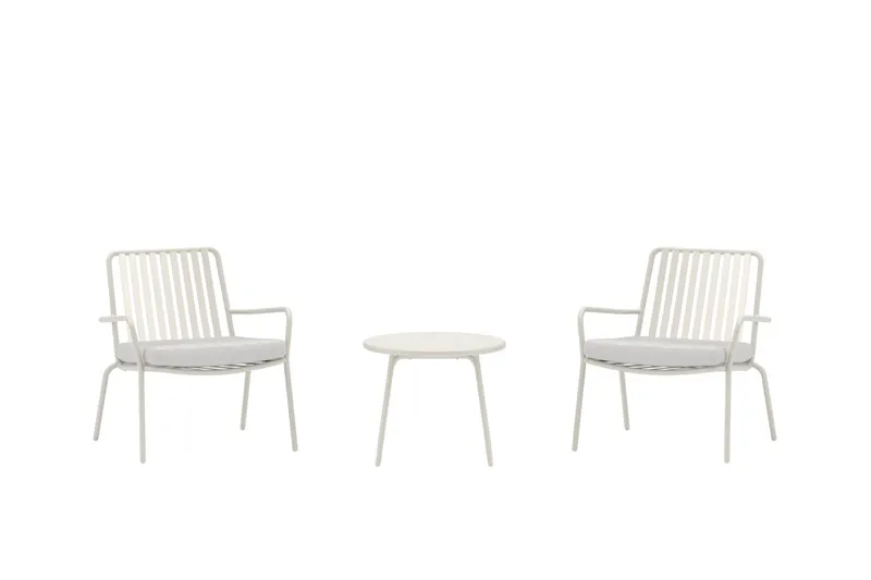Mykonos kafégruppe utendørs - Hvit - Hagemøbler - Balkong - Balkongmøbler - Balkonggrupper