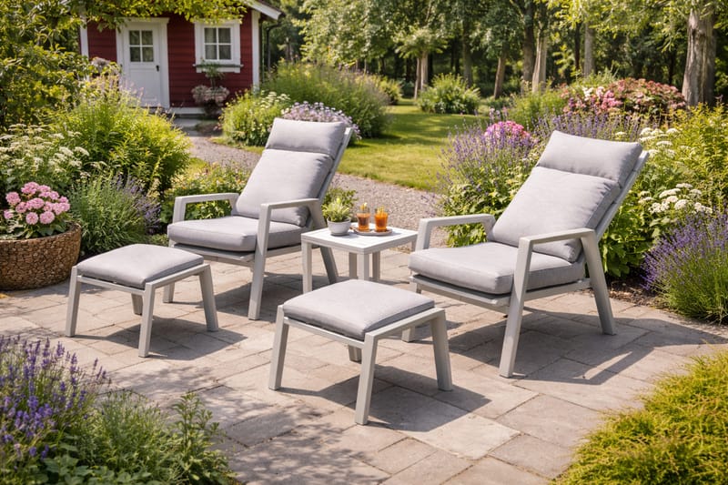 Palermo Hagemøbelgruppe Relax med sidebord - Beige - Hagemøbler - Balkong - Balkongmøbler - Balkonggrupper