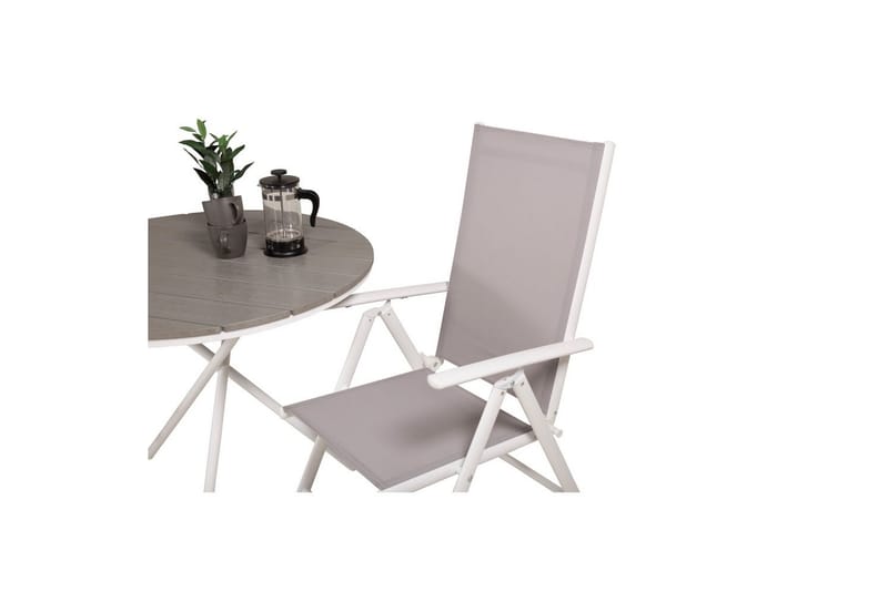 Parma Cafésett Rundt Ø90 cm + 2 Break Posisjonsstoler Hvit/G - Venture Home - Hagemøbler - Balkong - Balkongmøbler - Balkonggrupper