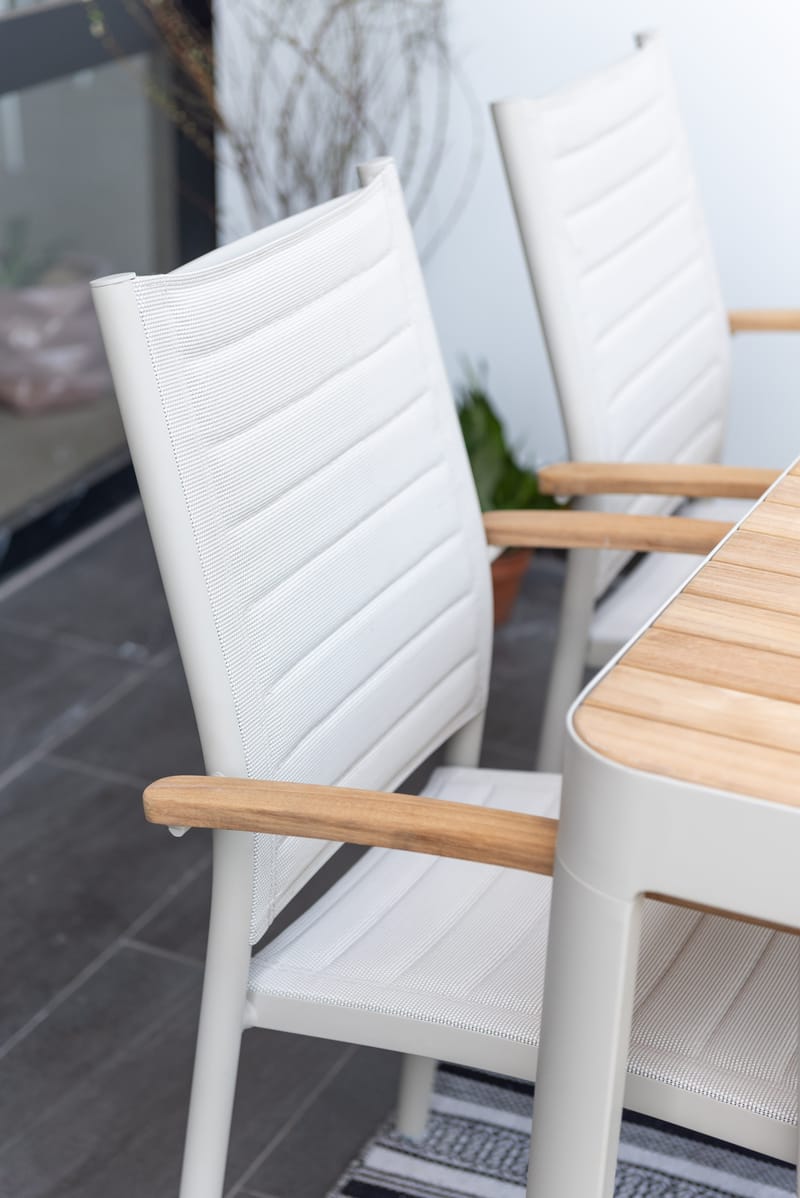 Portals Balkongsett bord + 2 carverstoler - Lys Ecru/Korallsand - Hagemøbler - Balkong - Balkongmøbler - Balkonggrupper