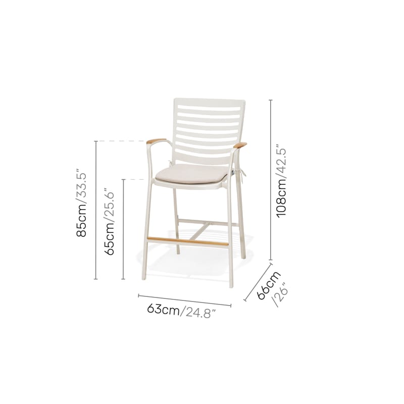 Portals Barsett bord + 4 barstoler - Lys Ecru/Korallsand - Hagemøbler - Stoler & Lenestoler - Barstol