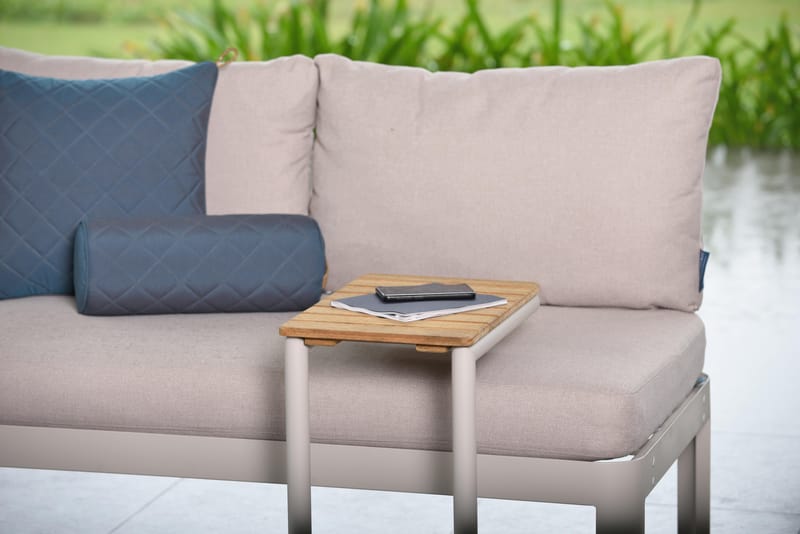 Portals Modulsett 2-seter sofa + C-form sidebord - Beige/Tre - Hagemøbler - Balkong - Balkongmøbler - Balkonggrupper