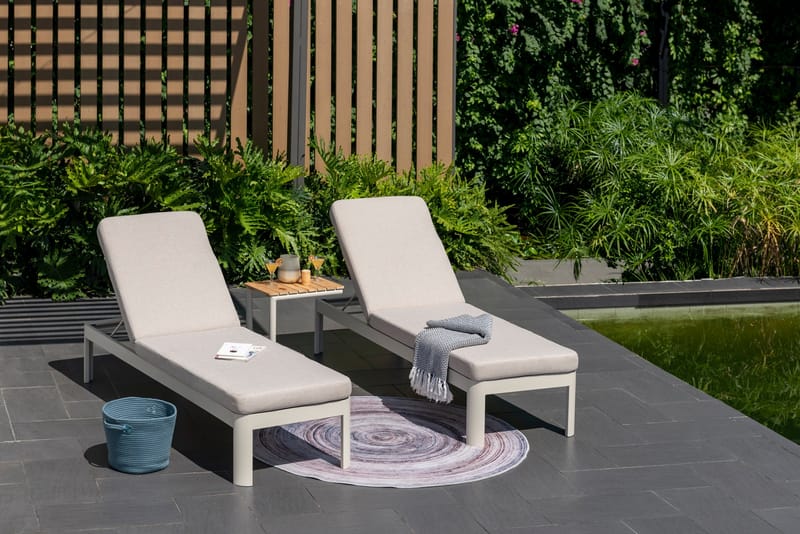 Portals Solseng + C-form sidebord - Beige/Tre - Hagemøbler - Stoler & Lenestoler - Solstoler