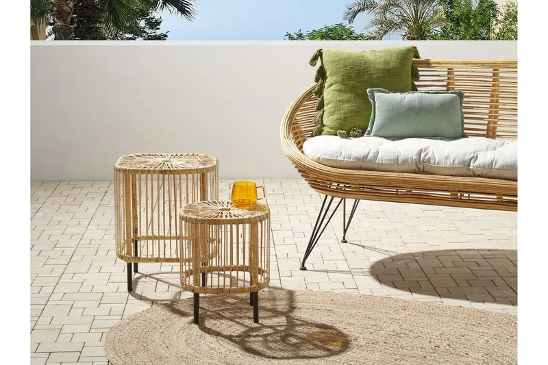 Rimouski Sidebord 40x40 cm - Naturlig/Sort - Hagemøbler - Balkong - Balkongmøbler - Balkongbord