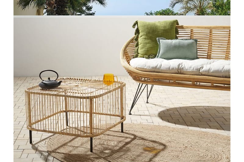 Rimouski Sidebord 67x67 cm - Naturlig/Sort - Hagemøbler - Balkong - Balkongm�øbler - Balkongbord