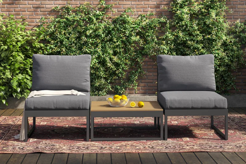 Samira Caféset Utendørs - Grå - Hagemøbler - Balkong - Balkongmøbler - Balkonggrupper