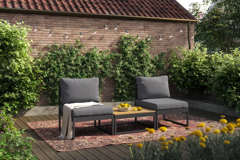 Samira Caféset Utendørs - Grå - Hagemøbler - Balkong - Balkongmøbler - Balkonggrupper