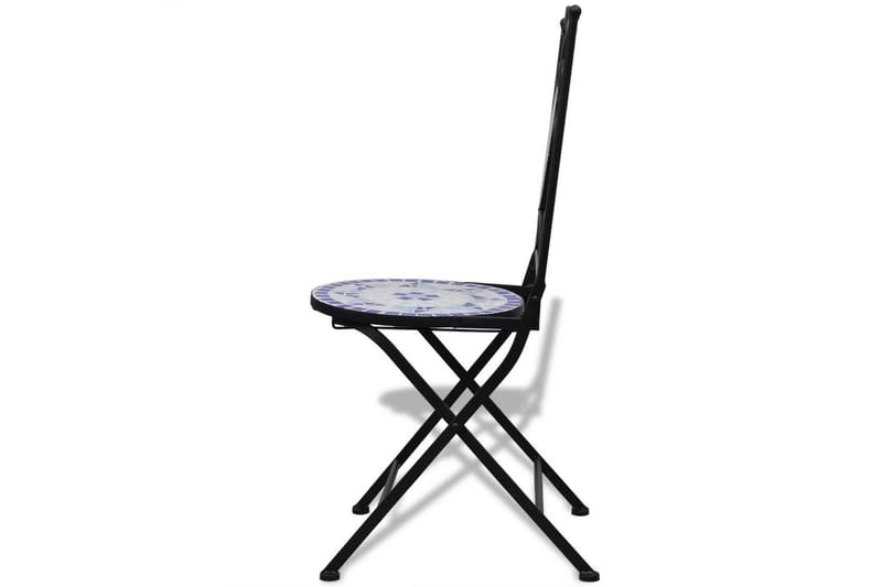 Sammenleggbare bistrostoler 2 stk keramikk blå og hvit - Blå/Hvit - Spisestoler & hagestoler utendørs - Balkongstoler