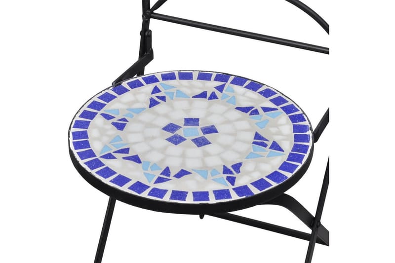 Sammenleggbare bistrostoler 2 stk keramikk blå og hvit - Blå/Hvit - Spisestoler & hagestoler utendørs - Balkongstoler