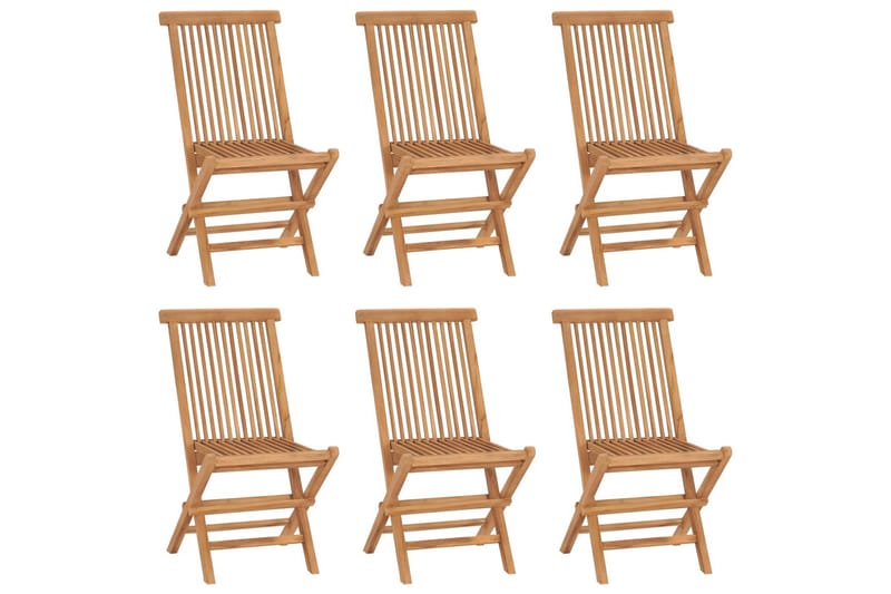 Sammenleggbare hagestoler 6 stk heltre teak - Brun - Hagemøbler - Balkong - Balkongmøbler - Balkongstoler