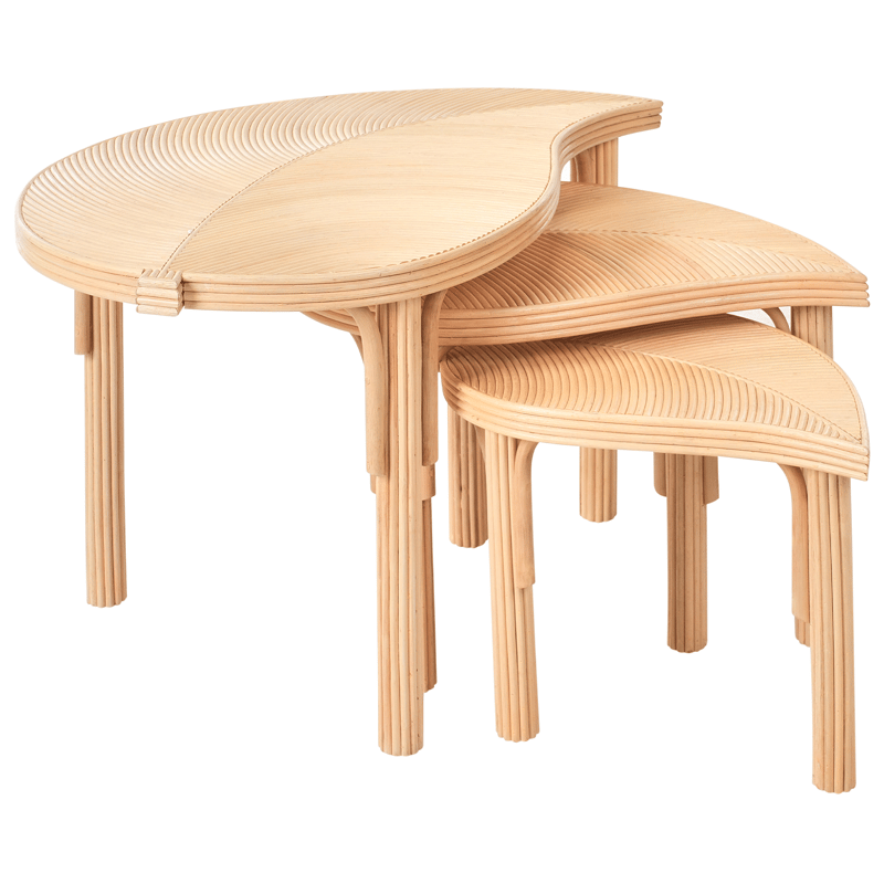 Sett med 3 sofabord utendørs Paralia rotting - Naturlig/beige - Hagemøbler - Balkong - Balkongmøbler - Balkongbord