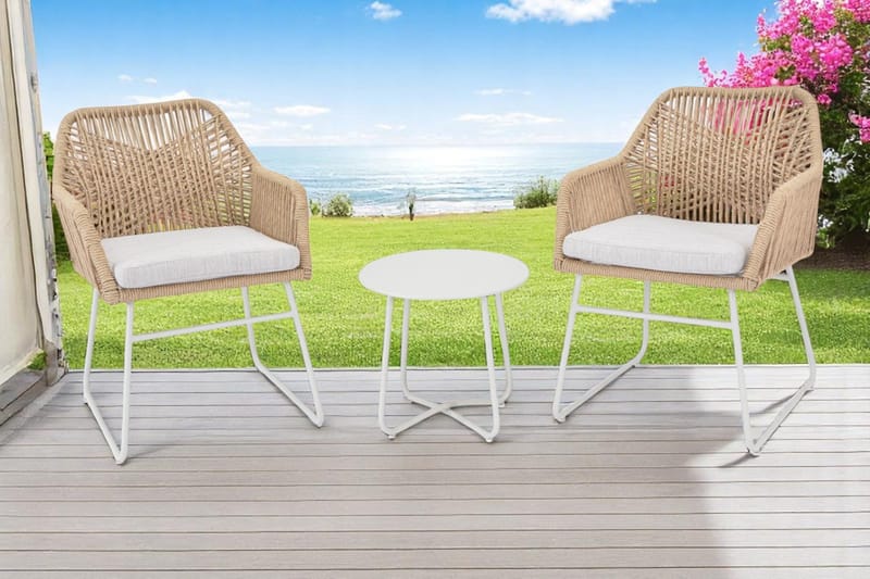 Seville Sidebord Rund Ø45 cm - Korallsand - Hagemøbler - Balkong - Balkongmøbler - Balkongbord