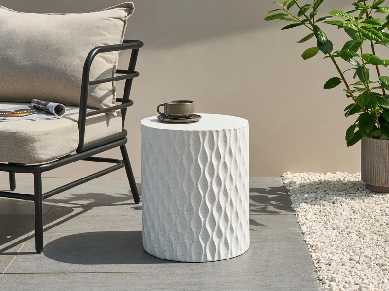 Sidebord utendørs Antelao 37 cm terrazzoeffekt - Hvit - Hagemøbler - Balkong - Balkongmøbler - Balkongbord