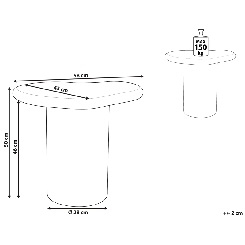 Sidebord utendørs Arsoli 43x58 cm - Hvit - Hagemøbler - Balkong - Balkongmøbler - Balkongbord