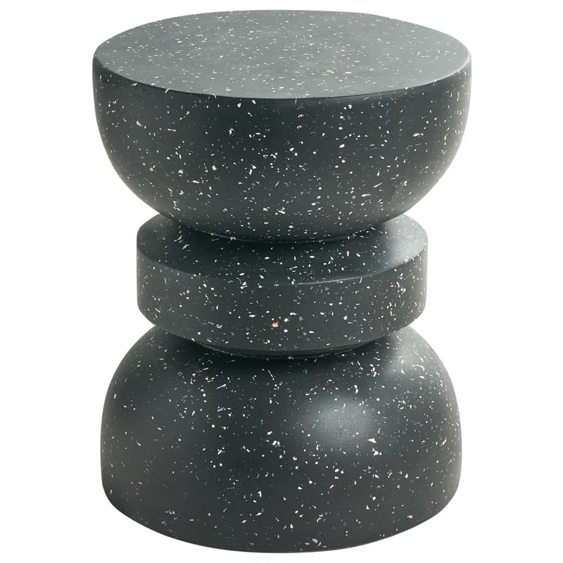 Sidebord utendørs Faliro 37 cm 37 cm terrazzoeffekt, Svart