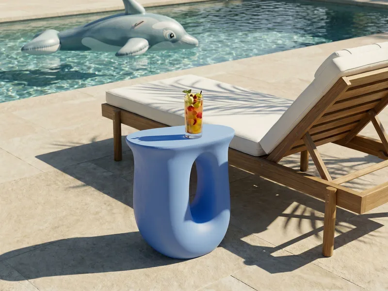 Sidebord utendørs Idro 42 cm - Blå - Hagemøbler - Balkong - Balkongmøbler - Balkongbord