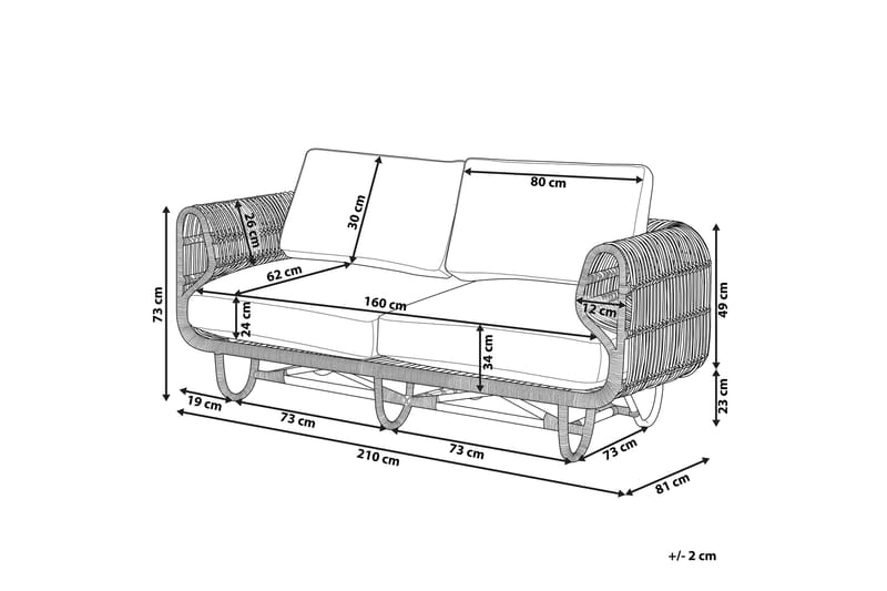 Dolcedo 2-seters Sofa - Rotting/Beige - Hagemøbler - Balkong - Balkongmøbler - Balkongsofaer