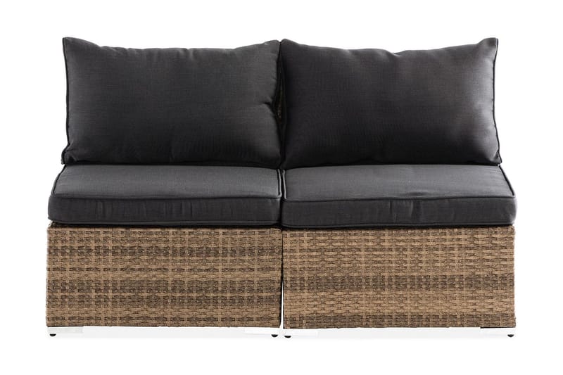Wisconsin Premium Loungesofa uten Armstøtte 2-seters - Kunstrotting/Sand/Svart - Hagemøbler - Balkong - Balkongmøbler - Balkongsofaer