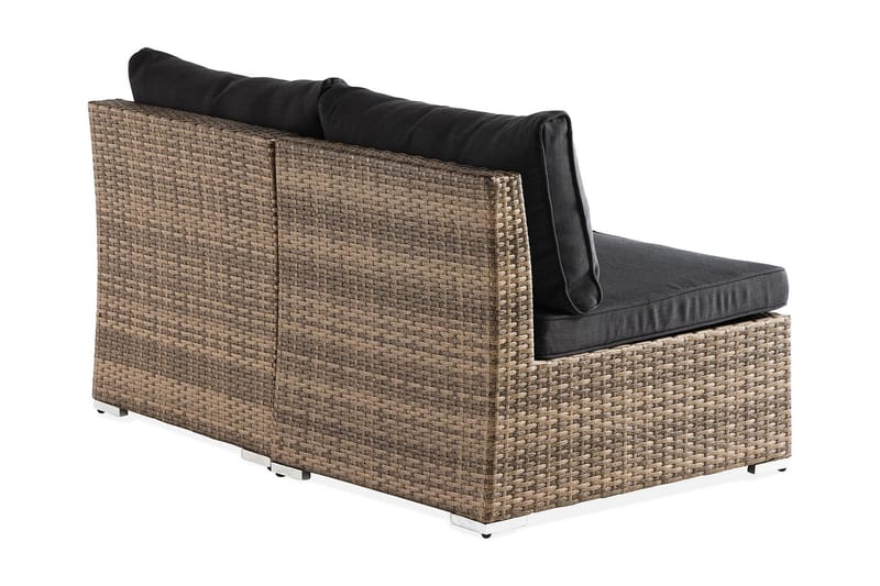 Wisconsin Premium Loungesofa uten Armstøtte 2-seters - Kunstrotting/Sand/Svart - Hagemøbler - Balkong - Balkongmøbler - Balkongsofaer
